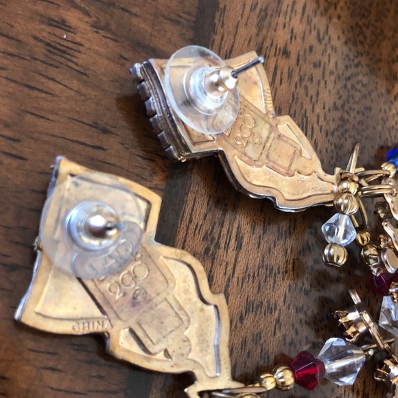 Vintage Lunch at the Ritz patriotic pierced fireworks earrings - Picture 15 of 15